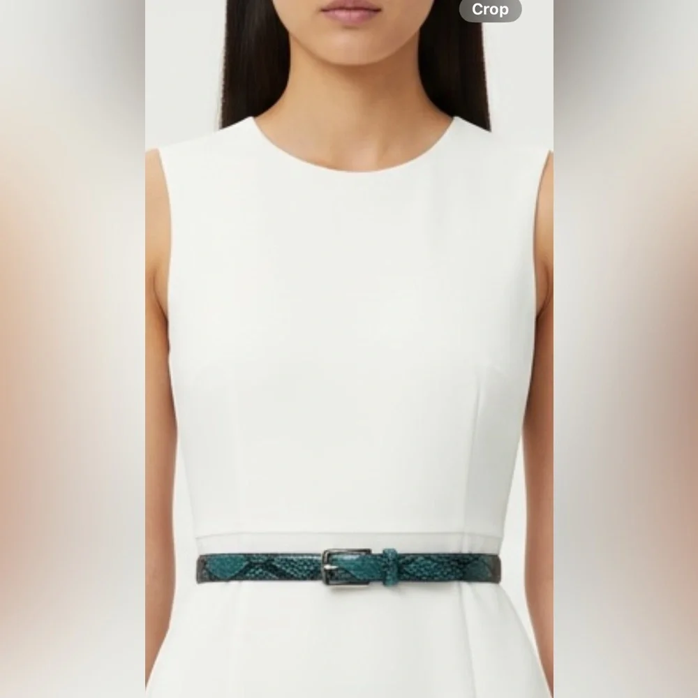 Amanda Smith Genuine Snake Skin Belt - Blue - Size S
